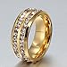 Mens Womens 8MM Titanium Stainless Steel High Polished 18K Gold Plated Channel Set Cubic Zirconia CZ Promise Engagement Band Unisex Gold Wedding Ring Comfort Fit, Size 10
