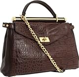 IMAGE OF BCBG Women's Croco Medium XLA032LE Satchel,Dark Brown,One Size