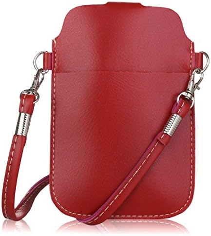 Kiwuu Multipurpose Classic Style Luxury Soft Pu Leather Phone Case Pouch/cross Body Bag with Strap Size Less Than 5.2" (Red 4)