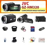 JVC GZ-HM320 HD Everio Flash Memory Camcorder + Huge Value 8GB, Deluxe Carrying Case, Lens & Tripod Complete Accessories Package