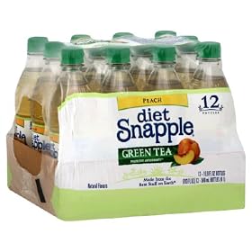Snapple Green Tea, Diet, Peach 12 16.9 oz bottles
