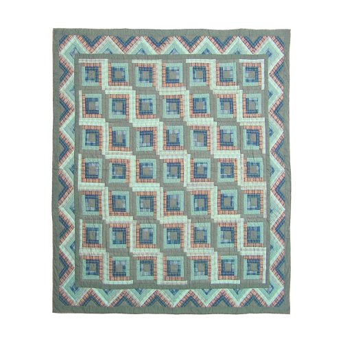 Patch Magic Queen Green Log Cabin Quilt, 85-Inch by 95-Inch