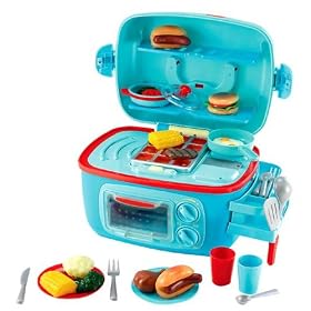 Pretend Play Mini Sizzlin Kitchen for Children with Toy Play Food, Pots, Pans and lots... by Early Learning