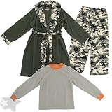 Green Camo Pajamas and Bath Robe Set for Boys