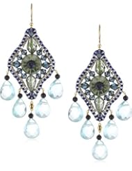 Miguel Ases Green Agate and Blue Topaz 14k Gold Filled Dangle Earrings