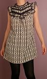 Kera Silk Lace Ruffle Neck Mini Dress