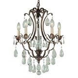 Murray Feiss F1882/5BRB Maison de Ville Five-Light Mini DuoMount Chandelier, British Bronze with Prismatic Glass Crystals