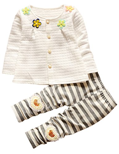ASHERANGEL Toddler Girls Cardigan Top Striped Leggings Pant Clothing Set Outfits