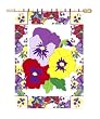 Welcome Pansies Artistic Blend Garden Size Applique Flag