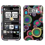 HTC EVO 4G BLACK AND COLORFUL GROOVE BUBBLE CIRCLES DESIGN HARD CASE COVER