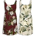 SAVE $6 - White Orchid Hibiscus Square Neck Hawaiian Aloha Empire Drawstring Tie Front Short Tank Dress $45.00