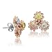 18k Gold White, Yellow, Pink Diamond Flower Earrings (GH, SI, 0.87 carat)
