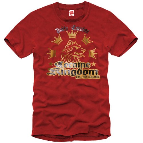Pablo Escobars Cocaine Kingdom Slim Fit T-Shirt, weinrot A292 Gr.: L