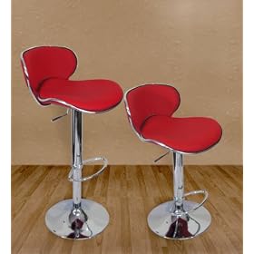 Click here to buy Modern Set of (2) Brand New Cherry Red Swivel Leather Bar Stool Pub Barstool by Sky Enterprise USA.