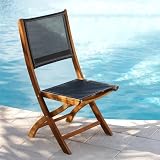 Teak Outdoor Folding Chair - Black (Ebene (Black)) (33H x 18W x 17D)