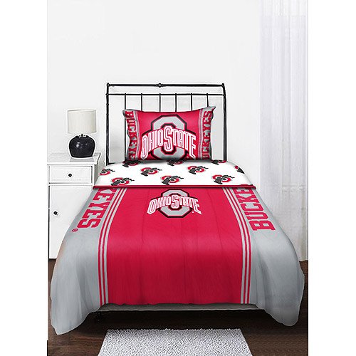 Ohio State Buckeyes NCAA Twin Comforter & Sheet Set (4 Piece Bedding)
