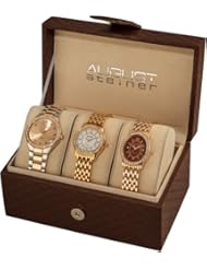 August Steiner Womens AS8063RG Dazzling Diamond Swiss Quartz 3 Watch Set
