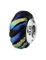 Sterling Silver Reflections Rainbow Swirl Dichroic Glass Bead