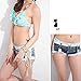 LOCOMO Sexy Mini Short Jeans Low Waist Fringed String Side Open Blue FFT225M, Medium
