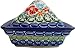 Polish Pottery Ceramika Boleslawiec, 0352/238, Butter Dish Deep, 2 Cubes, Royal Blue Patterns with Red Cornflower and Blue Butterflies Motif