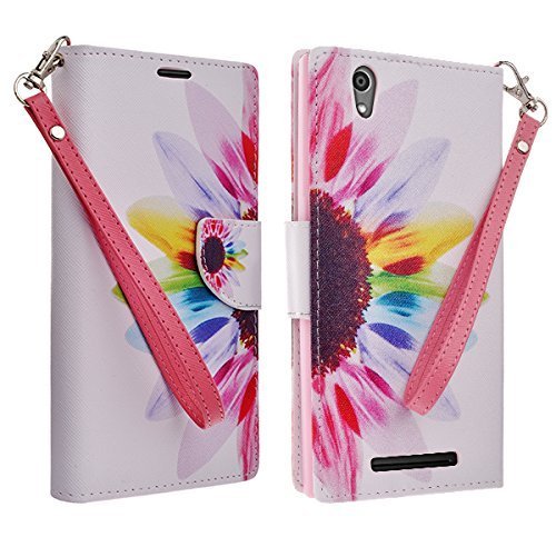 iViva presents HTC Desire Eye M910 Wallet Case Designe Luxury Magnetic PU Leather Credit Card Holder Flip Cover + LCD Clear Screen Protector + Touch Sensitive Stylus Pen + 3.5mm Anti-Dust Plug (Sunflower)