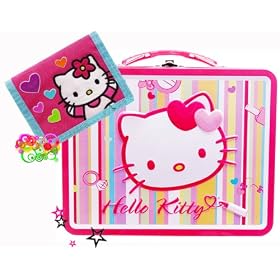 Hello Kitty Tin Lunch Box+ Hello Kitty Wallet by American Clocks