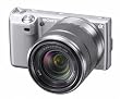 Sony NEX-5KS Systemkamera (14 Megapixel, 7,5 cm (3 Zoll Display), Live View, Full HD Videoaufnahme) Kit silber inkl. 18-55mm Objektiv