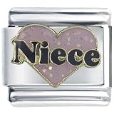 Glitter Pink Niece Heart Words & Phrases Italian Charm Bracelet - B0007SQRA2