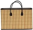 Split Bamboo Shopper Bag with Canvas Lining and Leatherette Handle and Trim 18 1/2" x 12" x 6 1/4"