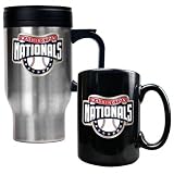 Washington Nationals Primary Logo Stainless Steel Travel Mug and Black Ceramic Mug Set