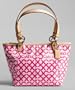 Coach Op Art Leah Signature Small Bag Tote 42419 Pink