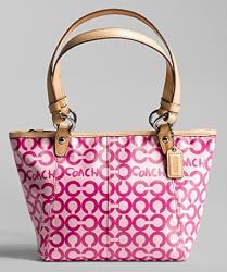 Coach Op Art Leah Signature Small Bag Tote 42419 Pink