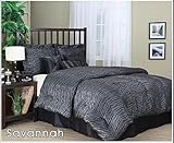 Nanshing Savannah Queen 7-Piece Jacquard Comforter Set, Black