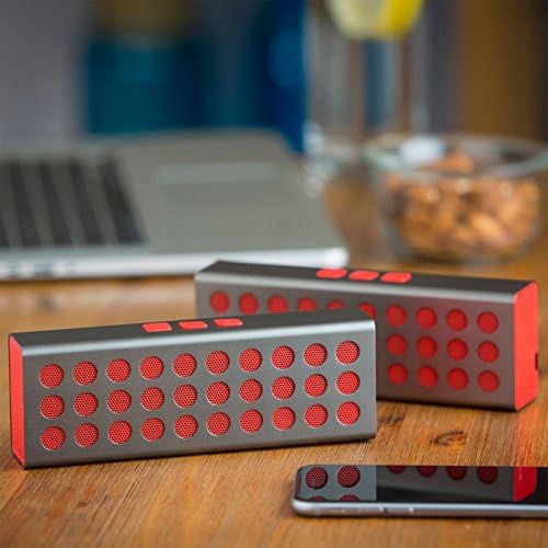 Denali Audio Wireless Bluetooth Stereo Surround Sound Medium Dual Pairing Speakers - Red