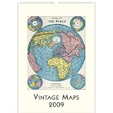 Vintage Maps Cavallini 2009 Vintage Prints Wall Calendar 13 by 19 inches cream laid paper finish
