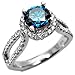 1.85ct Blue Round Diamond Engagement Ring 18k White Gold Vintage Style
