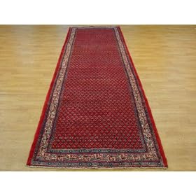 4'0 x 13'7 Red Persian Hand Knotted Wool Botemir Runner Rug