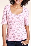 Pure Cotton Scoop Neck Ditsy Butterfly Print Top [T41-2656C-S]