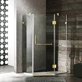 36 x 36 Frameless Neo-Angle Shower Enclosure Finish: Polished Brass, Glass Type / Door Configuration: Frosted / Right Hinged Door, Size: 38 x 38