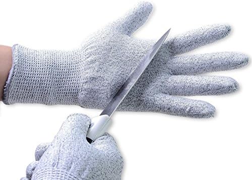 Food Grade Cut Resistant Gloves Kitchen &amp; Yard-work Gloves with Cut Level 5 Protection for Your Safety ,1 Pair(Large,Grey)