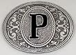 MONOGRAM LETTER "P" ENAMEL BELT BUCKLE