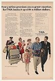 1969 TWA Airlines People Million Dollar Bonus Service Print Ad (43901)