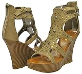 Bamboo Curtney-08 Taupe Women Sandal