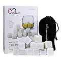 DB-Tech Set of 12 White Whisky Chilling Rocks Gift Set With A Muslin Pouch - Chill Your Whiskey with these rocks Without Dilution - 12 Rocks Carved out of White 100% Pure Soapstone