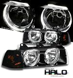 92 93 94 95 96 97-98 BMW E36 4DR SEDAN 323I 325I 328I HALO HEADLIGHTS W/ AMBER SIGNAL CORNER LIGHTS