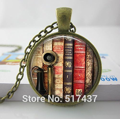 Pretty Lee Glass Dome Necklacevintage Books Pendant Necklace Book Lover Pendant Books Jewelry Librarian Gift