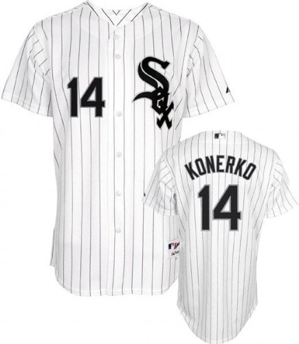 MLB Men's Chicago White Sox Paul Konerko Six Button Authentic Home Jersey (Wht/Blk Pnstrp, 48/X-Large)