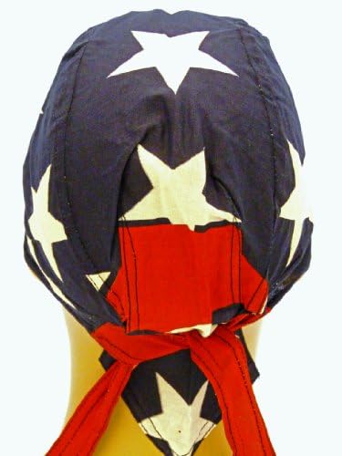 Patriotic American Flag Bikers Cap Bandana Wrap Skull Stars Red White Blue USA