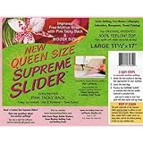 Queen Size Supreme Slider Free Motion Machine Quilting Mat: Improved Trimable Free-motion Slider with Pink Tacky Back and Bigger Size (11.5 Inch X 17 Inch)