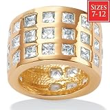 DiamonUltra&trade; Cubic Zirconia 18k Gold over Sterling Silver Checkerboard Ring, Sizes 7-12